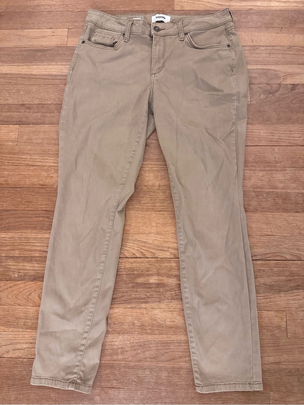 Sonoma Goods For Life Women's Khaki Skinny Pants - Size 12
b1